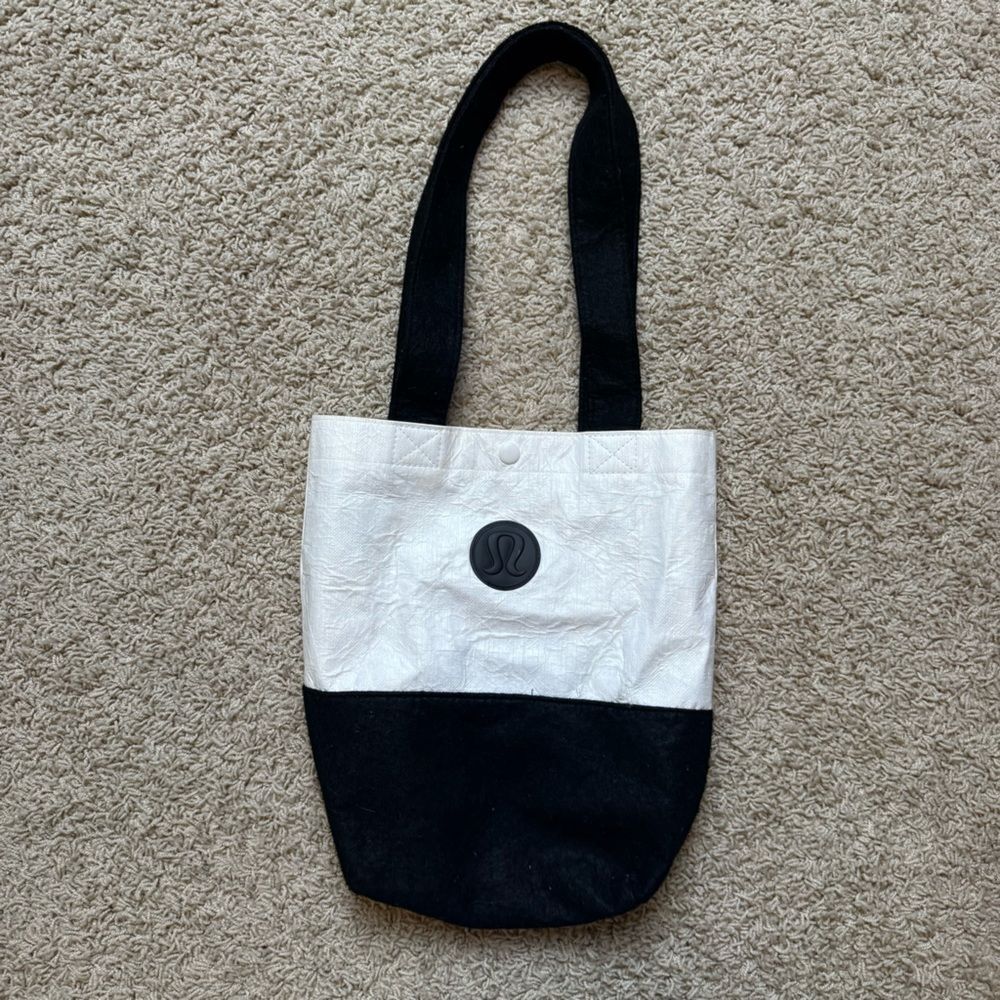 Lululemon Reusable Tote Bag Black White Canvas and Felt